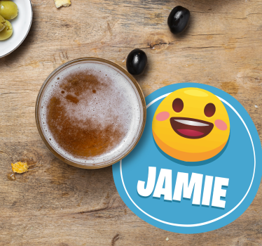 Bases para copos personalizáveis com rosto sorridente - TenStickers