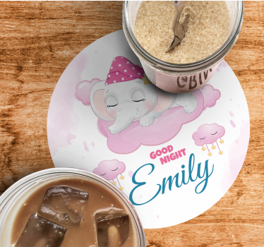 Bases para copos personalizáveis elefante sonolento - TenStickers