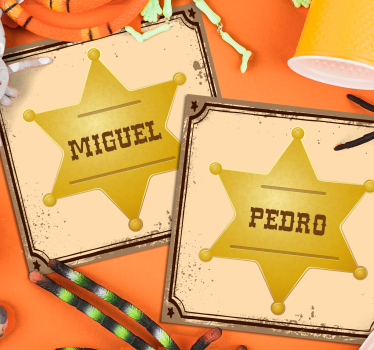 Bases para copos personalizáveis Emblema do xerife com nome - TenStickers