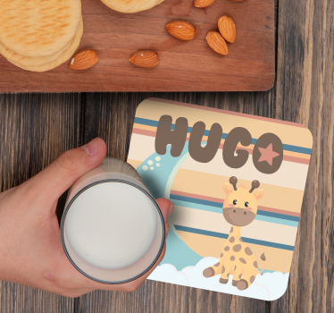Bases para copos personalizáveis girafa fofa - TenStickers