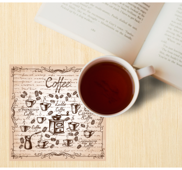 Bases para copos personalizáveis ilustração de tipos de café - TenStickers