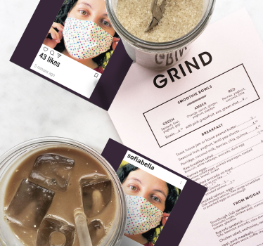 Bases para copos personalizáveis Instagram com foto e texto - TenStickers