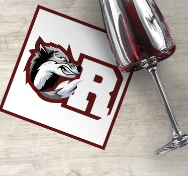 Bases para copos personalizáveis monograma do lobo - TenStickers