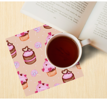Bases para copos personalizáveis padrão doce de cupcake - TenStickers