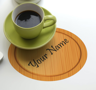 Bases para copos personalizáveis Textura de madeira com texto - TenStickers
