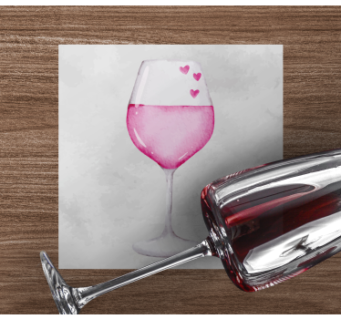 Bases para copos personalizáveis vidro decorado com coração - TenStickers