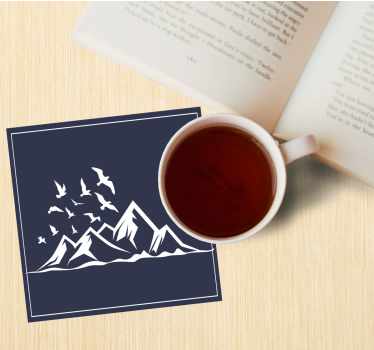 Bases para copos silhueta de paisagem montanhosa - TenStickers