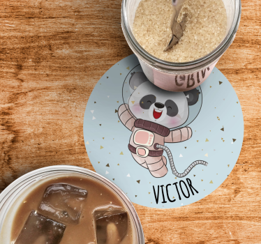 Bases para copos vintage panda astronauta alegre - TenStickers