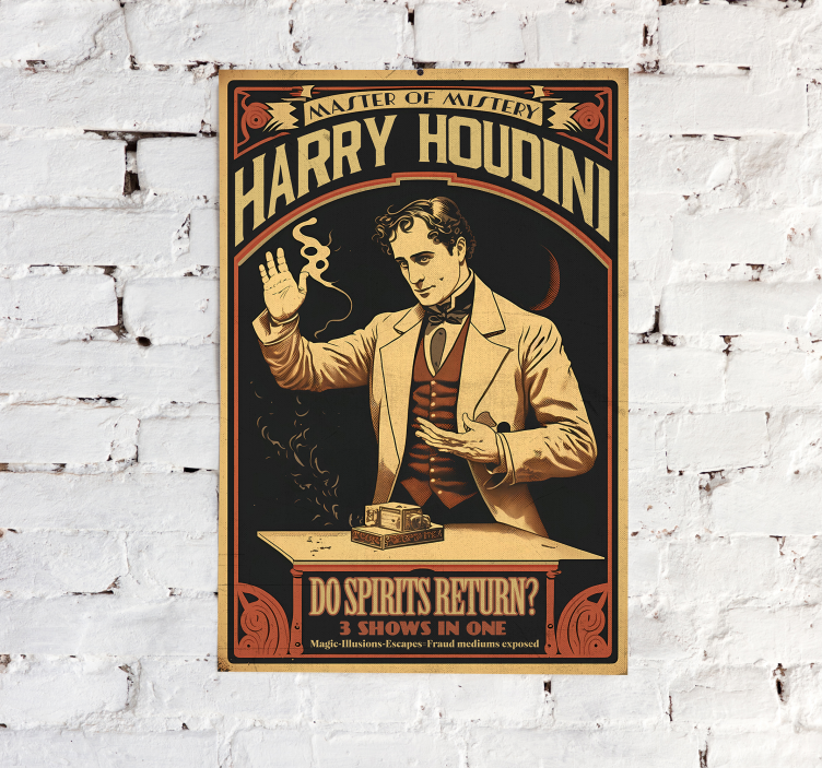 Poster retro houdini é um mago famoso conhecido por seus truques  - TenStickers