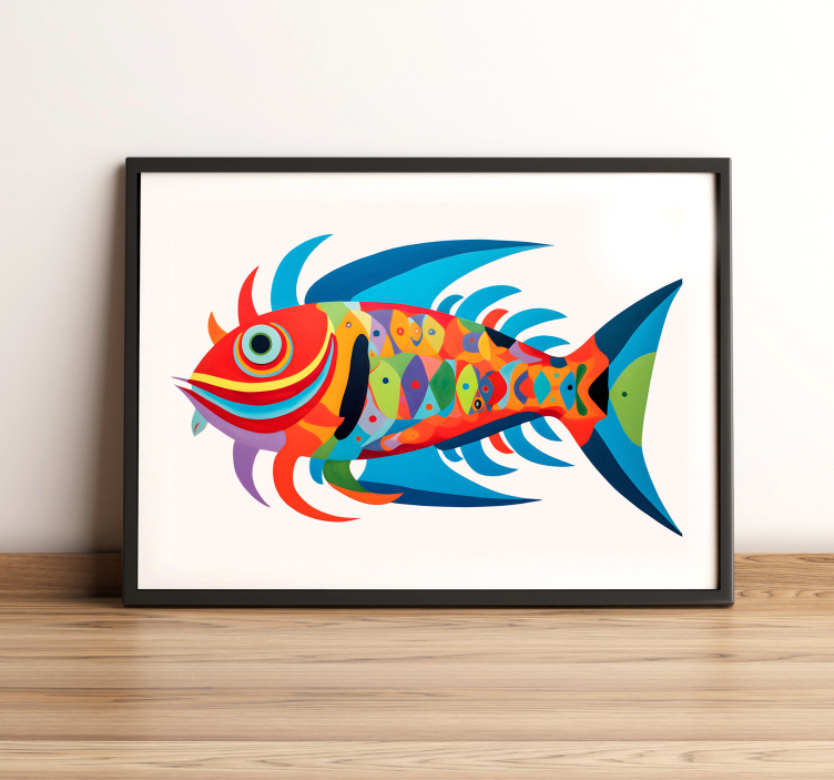 Poster de arte com peixe multicolorido - TenStickers