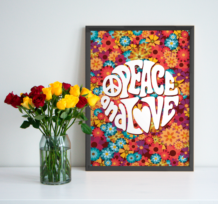 Poster de flores paz e amor - TenStickers