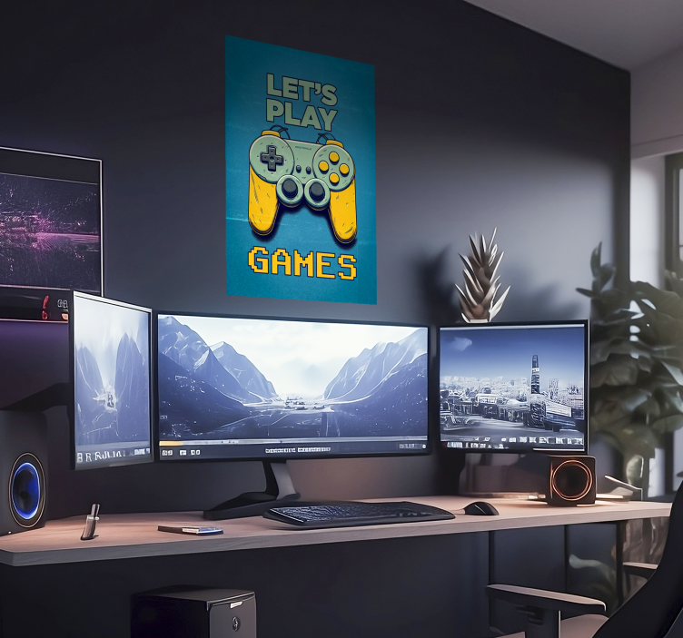 Poster juvenil vamos jogar jogos - TenStickers