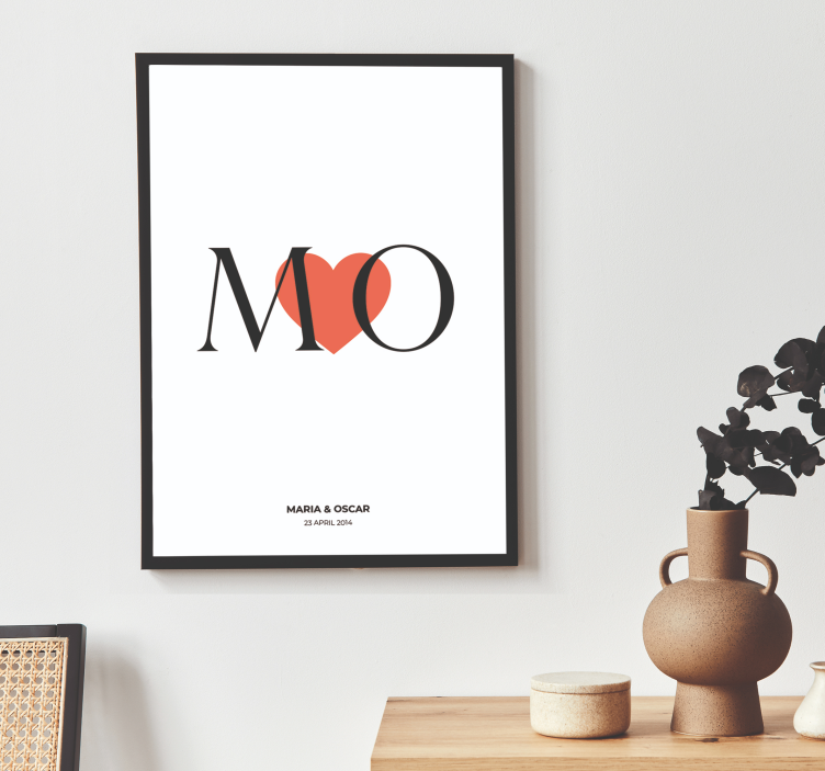 Póster personalizável iniciais casal - TenStickers