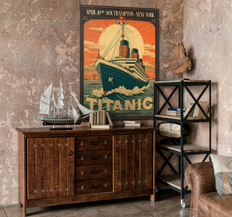 Poster retro a primeira viagem do Titanic foi um momento históric - TenStickers