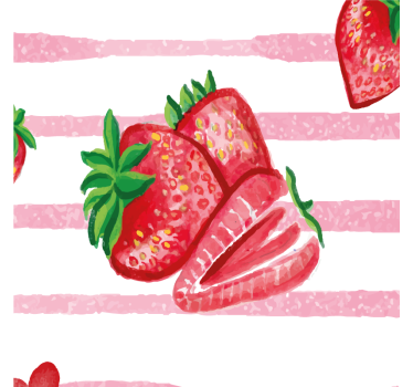 Poster cozinha morangos sem emenda em fundo listrado - TenStickers