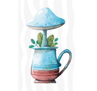 Poster cozinha com design fofo de cogumelo na xícara - TenStickers
