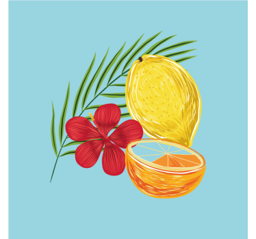 Poster cozinha design de frutas limão em tons pastel - TenStickers