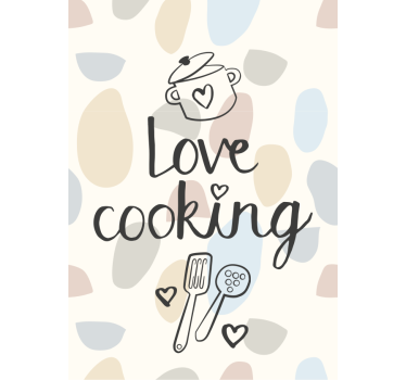 Poster cozinha amo cozinhar texto - TenStickers