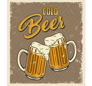 Poster cozinha cerveja gelada efeito retrô sujo - TenStickers