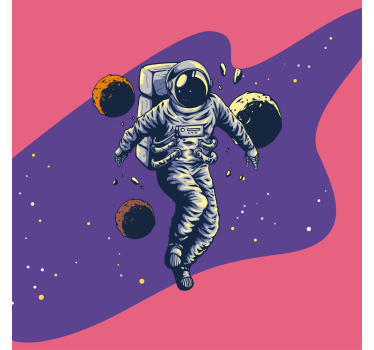 Poster juvenil astronauta desenhado à mão voando - TenStickers