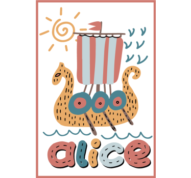 Poster juvenil navio viking personalizado - TenStickers