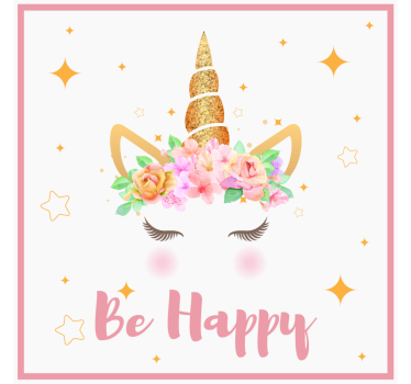 Poster juvenil unicórnios frase de ser feliz - TenStickers