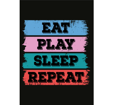 Poster decorativo gamer jogar comer dormir - TenStickers