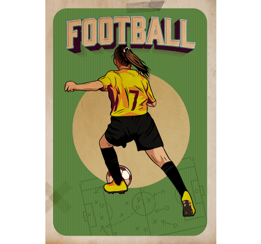 Poster jogadora de futebol retrô - TenStickers