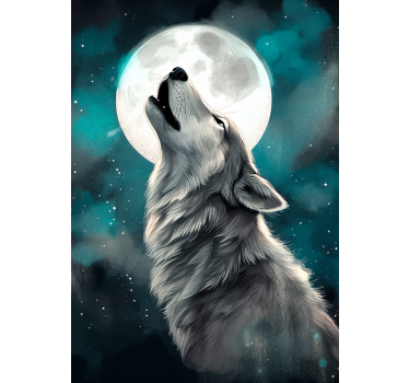 Poster de animais variados lobo uivando - TenStickers