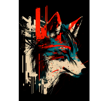 Poster arte lobo abstracto - TenStickers