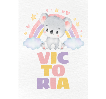 Poster infantil koala e arco-íris - TenStickers