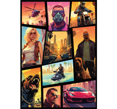 Poster juvenil colagem de aventura e ação - TenStickers