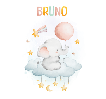 Poster infantil elefante em uma nuvem - TenStickers