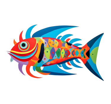 Poster de arte com peixe multicolorido - TenStickers