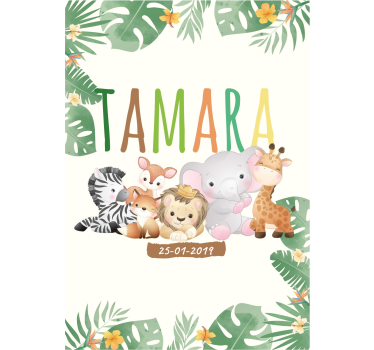 Poster infantil animais da selva com nome - TenStickers