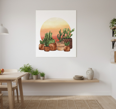 Poster cozinha cacto com pôr do sol em círculo - TenStickers