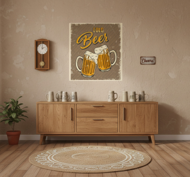 Poster cozinha cerveja gelada efeito retrô sujo - TenStickers