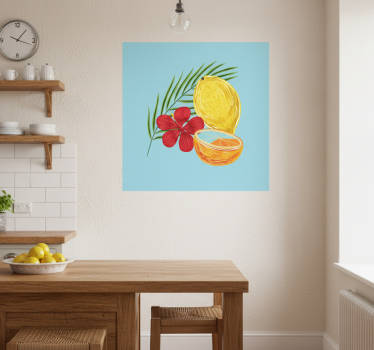 Poster cozinha design de frutas limão em tons pastel - TenStickers