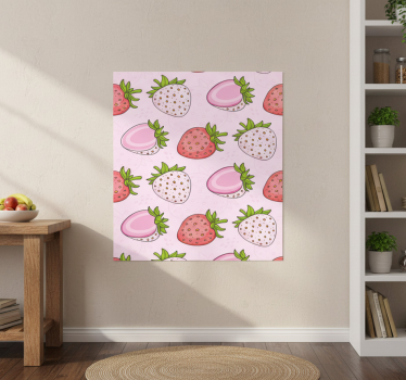 Poster cozinha morangos rosa e vermelhos sem emenda - TenStickers