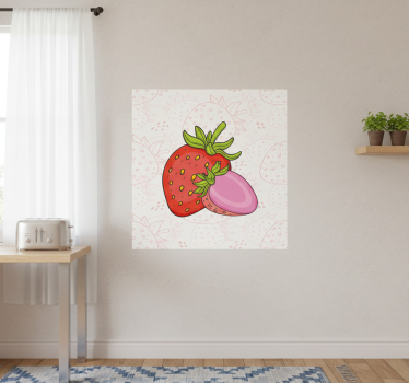 Poster cozinha morangos vermelhos e rosas sem emenda - TenStickers