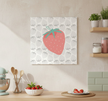 Poster cozinha padrão de morangos sem emenda pastel - TenStickers