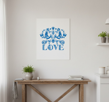 Poster cozinha sinal de amor com flores polonesas - TenStickers