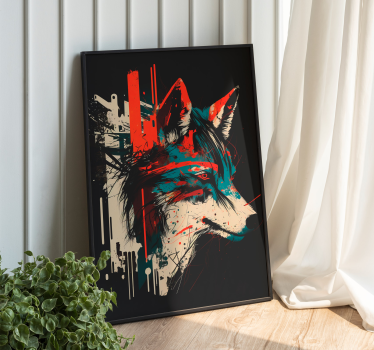 Poster arte lobo abstracto - TenStickers