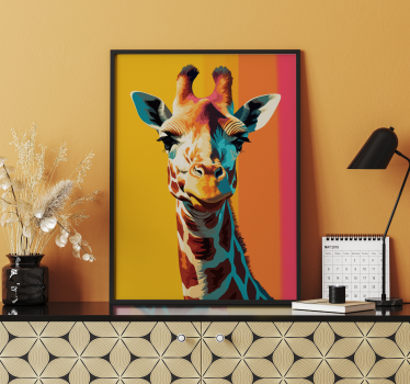 Poster de pop art retrato de girafa - TenStickers
