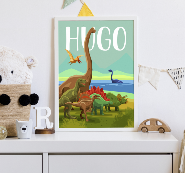 Poster Dinossauros com nome personalizado - TenStickers