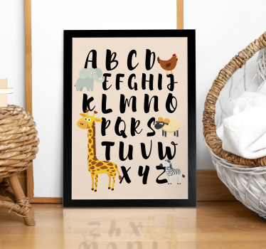 Poster infantil animais brincando com o alfabeto - TenStickers