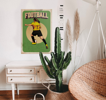 Poster jogadora de futebol retrô - TenStickers