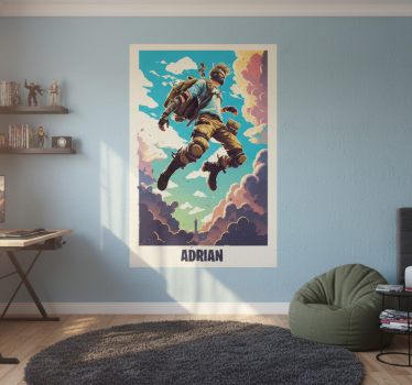 Poster juvenil de personagem épico com nome personalizado - TenStickers