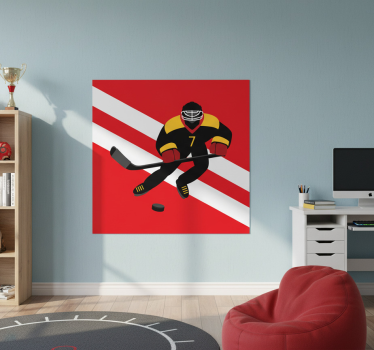 Poster juvenil hóquei no gelo vermelho e amarelo - TenStickers