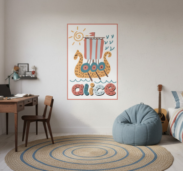 Poster juvenil navio viking personalizado - TenStickers